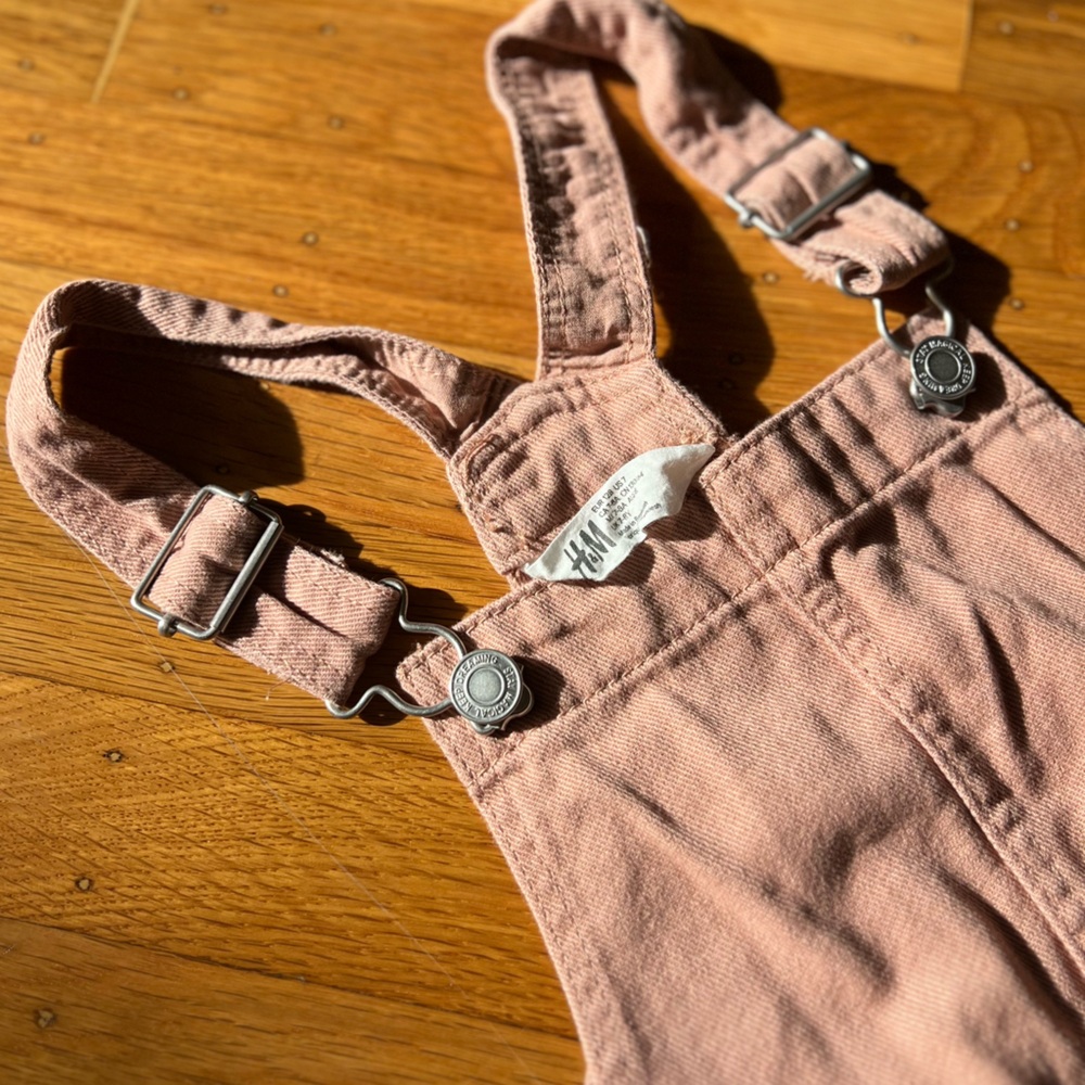 H&M girls brown/pink overall Dress